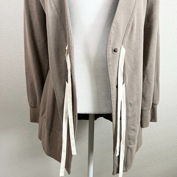 ANTHROPOLOGIE Saturday Sunday Brown Tie Front Cardigan Sweater Women's S Stretch - Picture 7 of 9